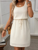 Waffle-Knit Drawstring Mini Tank Dress