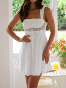 Lace Detail Wide Strap Mini Dress