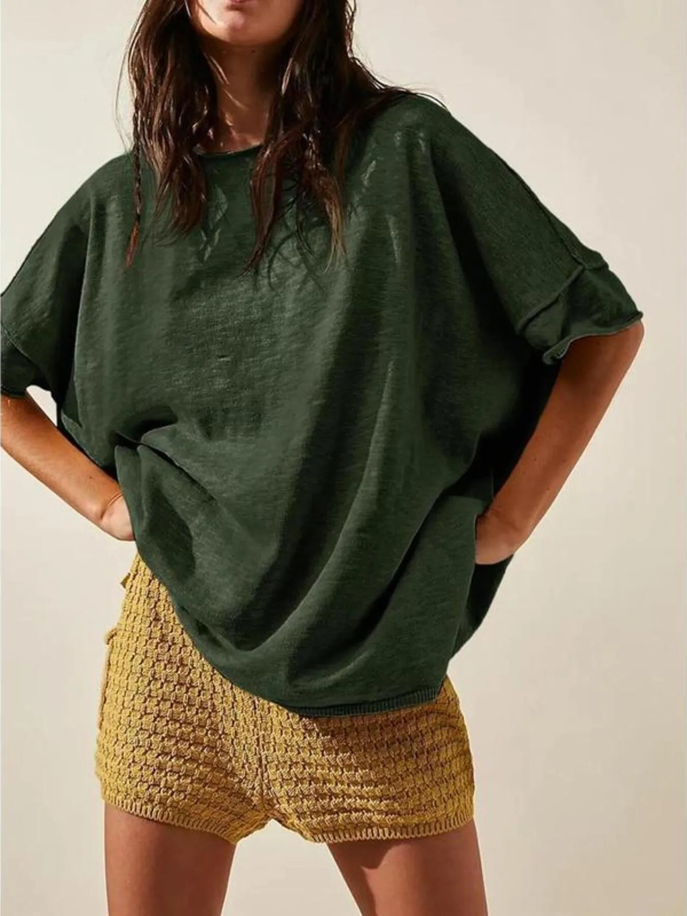 Oversized Round Neck Drop-Shoulder T-Shirt