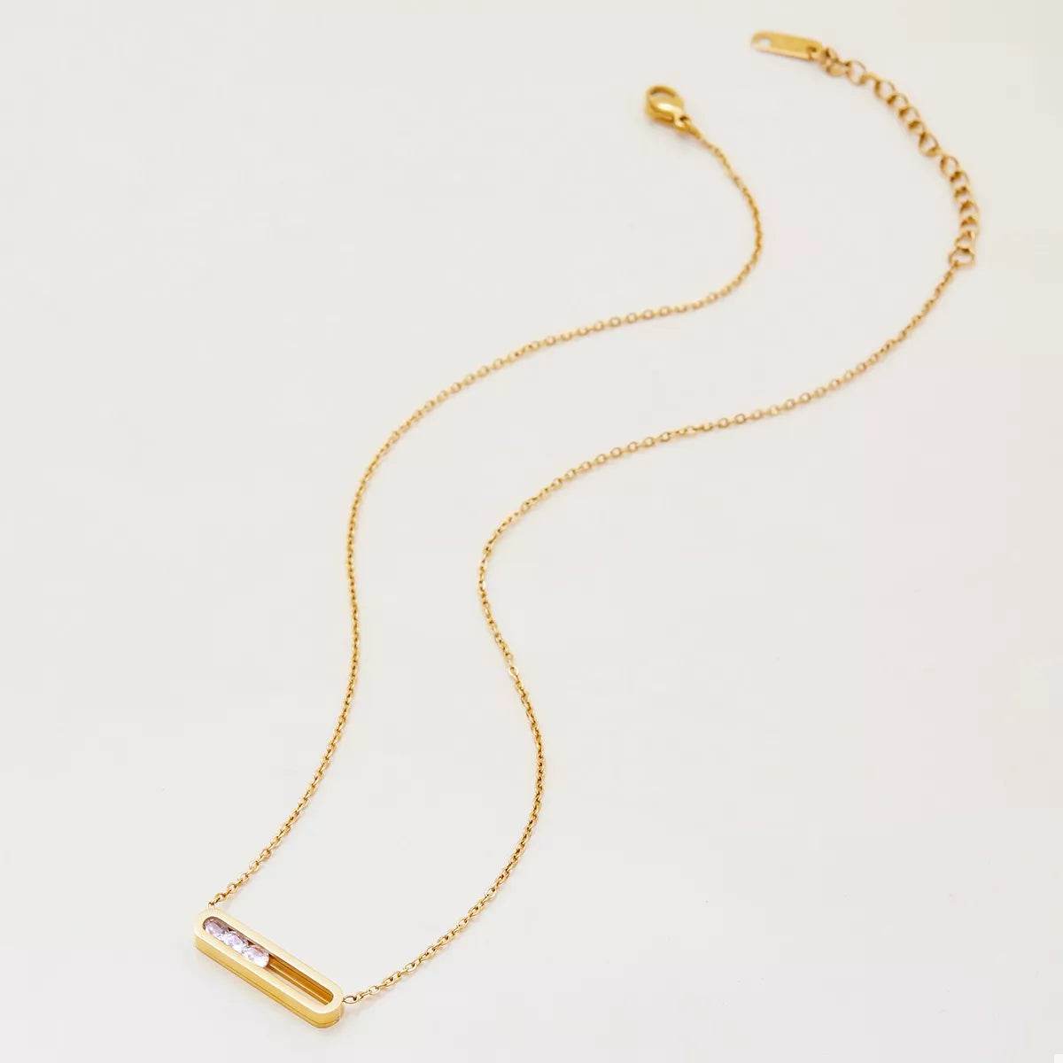 Elegant 18K Gold-Plated Pendant Necklace with Rhinestones - Adjustable Length Options - Store 42