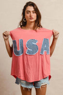 BiBi Washed Jersey With Usa Patched Raw Cut Edge Detail - Store 42