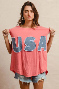BiBi Washed Jersey With Usa Patched Raw Cut Edge Detail - Store 42