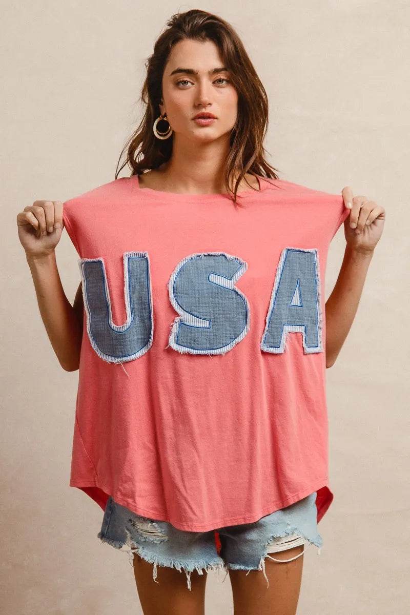 BiBi Washed Jersey With Usa Patched Raw Cut Edge Detail - Store 42