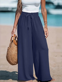 Full Size Drawstring Waist Wide Leg Pants Plus Size - Store 42