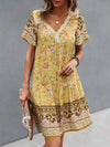 Floral Print V-Neck Summer Dress Pastel Yellow
