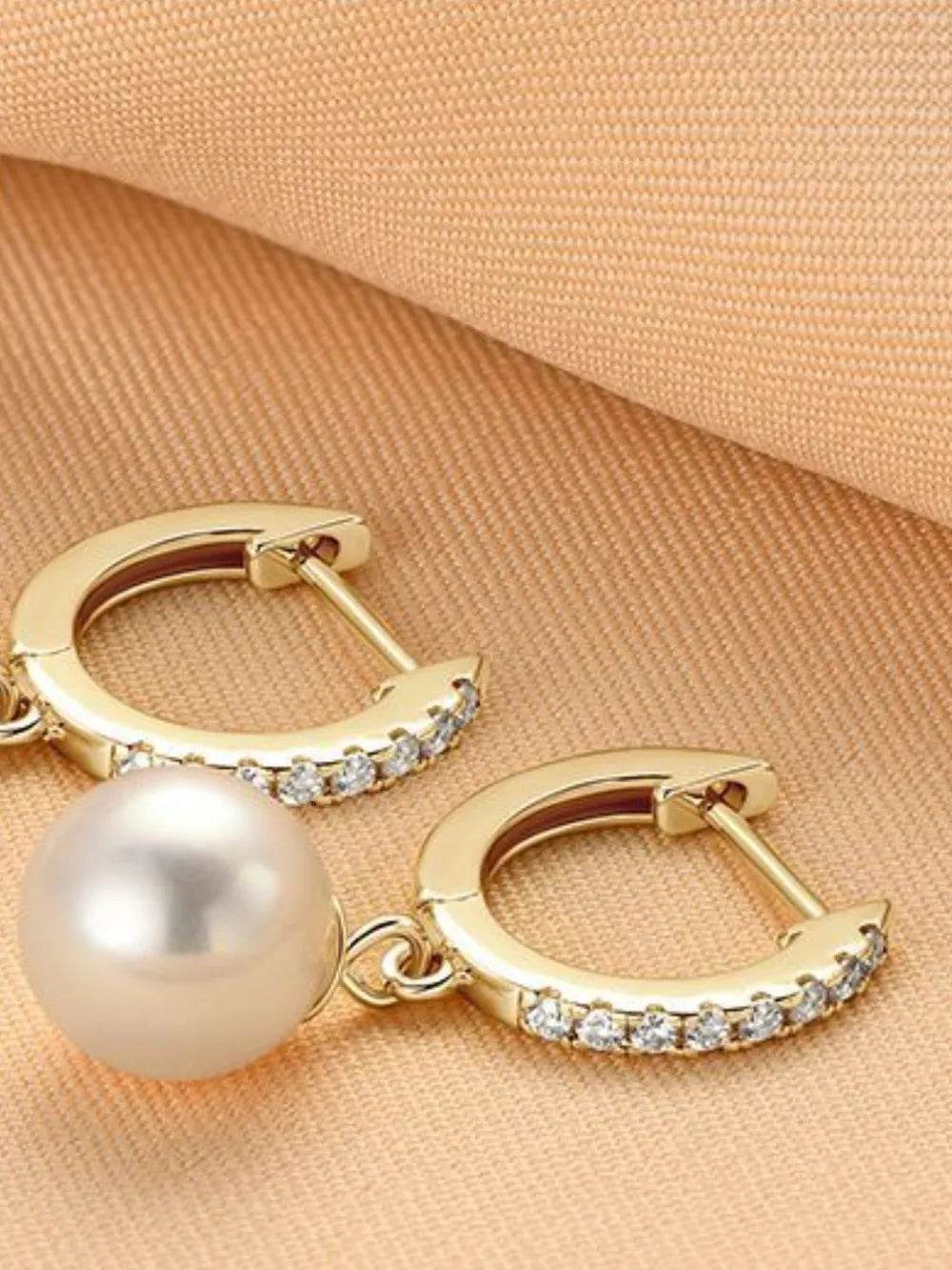 Elegant 925 Sterling Silver Freshwater Pearl Earrings with Moissanite Accents - Store 42