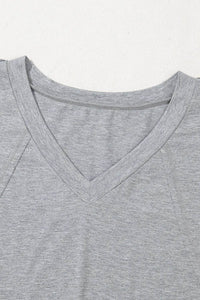 Trendy High Raglan V Neck Oversized T Shirt - Half Sleeve, Stretchy Fabric, Casual Chic - Store 42