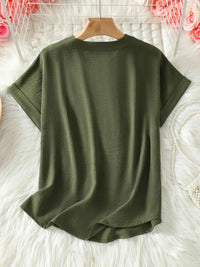 Casual Notched Short Sleeve Blouse
