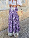 Full Size Tiered Printed Elastic Waist Skirt Purple
