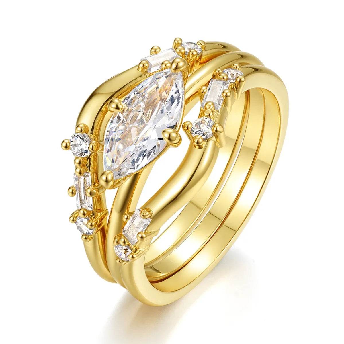 1 Carat Moissanite 925 Sterling Silver 3pcs Ring Set - Store 42