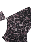 Leopard Print One Shoulder Long Sleeve Bodysuit - Store 42