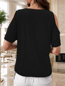 Full Size Cold Shoulder Button Front T-Shirt Plus Size - Store 42