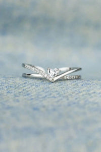925 Sterling Silver Adjustable Zircon Heart Open Ring with Gift Box - Store 42