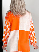 Checkered Pattern Open Front Cardigan