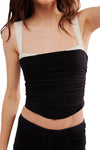 Square Neck Wide Strap Cami Black
