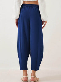 Full Size Drawstring Wide Leg Cropped Pants Plus Size - Store 42