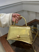 Solid Color PU Leather Handbag Gold One Size