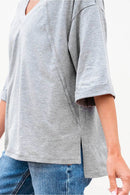Trendy High Raglan V Neck Oversized T Shirt - Half Sleeve, Stretchy Fabric, Casual Chic - Store 42