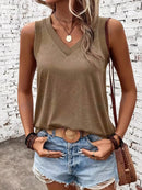 V-Neck Tank Khaki