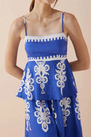 Printed Square Neck Cami and Wide Leg Pants Set