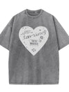 Heart Graphic Oversized Round Neck T-Shirt - Short Sleeve, 100% Polyester, Machine Washable - Store 42