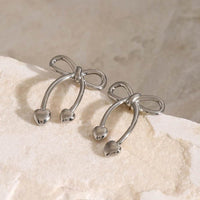Elegant Stainless Steel Bow Earrings - 18K Gold-Plated & Platinum-Plated Finish - Store 42