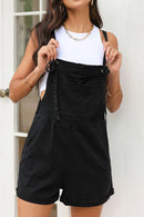 Square Neck Denim Overalls with Pockets