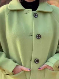 Full Size Button-Front Raglan Sleeve Coat Plus Size - Store 42