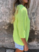 Full Size Johnny Collar Loose Knit Sweater Plus Size - Store 42