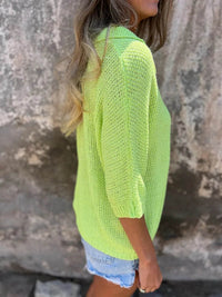 Full Size Johnny Collar Loose Knit Sweater Plus Size - Store 42