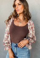 Scoop Neck Printed Flounce Sleeve Bodysuit - Store 42