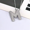 Copper Inlaid Zircon Letter Pendant Necklace Style M One Size