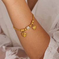 Elegant 18K Gold-Plated Rhinestone Heart Charm Bracelet - Stylish and Durable Jewelry - Store 42