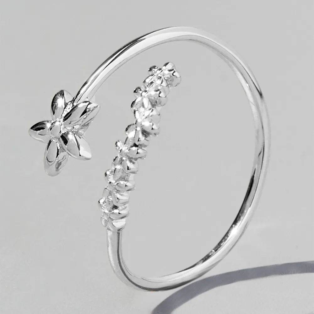 Elegant 925 Sterling Silver Flower Ring for Women - Stylish Floral Design Jewelry - Store 42