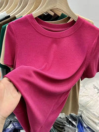 Slightly Stretchy 100% Polyester Crew Neck Short Sleeve T-Shirt for Everyday Comfort - Store 42
