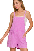 Zenana Washed Double Gauze Tie Back Rompers