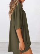 Full Size Oversized Round Neck Top and Shorts Set Plus Size