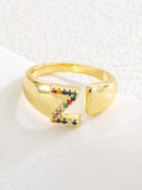 18K Gold-Plated Zircon Letter Ring Z onesize