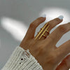 18K Gold-Plated Stainless Steel Asymmetrical Ring - Modern Minimalist Geometric Design - Store 42