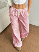 Drawstring Striped Wide Leg Pants