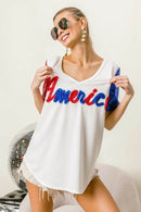 Chic Metallic Letter V-Neck Top with Sequin Sleeves for Glamorous Looks - Store 42