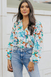 Floral Long Balloon Sleeve Bodysuit - Store 42