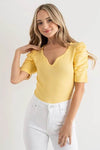 And The Why Shirring Puff Sleeve Bodysuit - Store 42