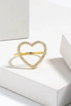 925 Sterling Silver Heart Ring with Inlaid Zircon, 18K Gold-Plated, Box Included - Store 42