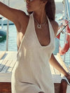 Halter Neck Cami and Shorts Sweater Set White