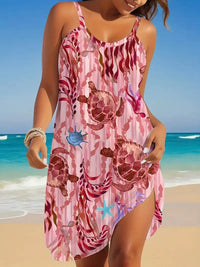 Full Size Printed Scoop Neck Mini Cami Dress Plus Size - Store 42