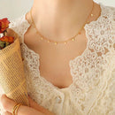 Elegant 18K Gold-Plated Titanium Steel Charm Necklace - 15.7 Inch Adjustable Length - Store 42