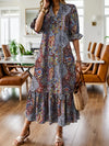 Full Size Bohemian Paisley Print Ruffle Hem Midi Dress Plus Size Red