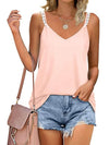 Full Size Plus Size Lace Detail V-Neck Cami Top - 100% Polyester, No Stretch, Machine Washable - Store 42