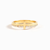 18K Gold-Plated 925 Sterling Silver Cross Ring with Zircon Stones - Elegant Religious Jewelry - Store 42